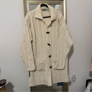 Aran Crafts Cream Cable Knit Cardigan